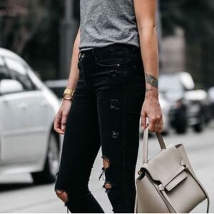 New Madewell Size 28 X 34 Jeans Stylish Black Distressed Jeans Holes Frayed